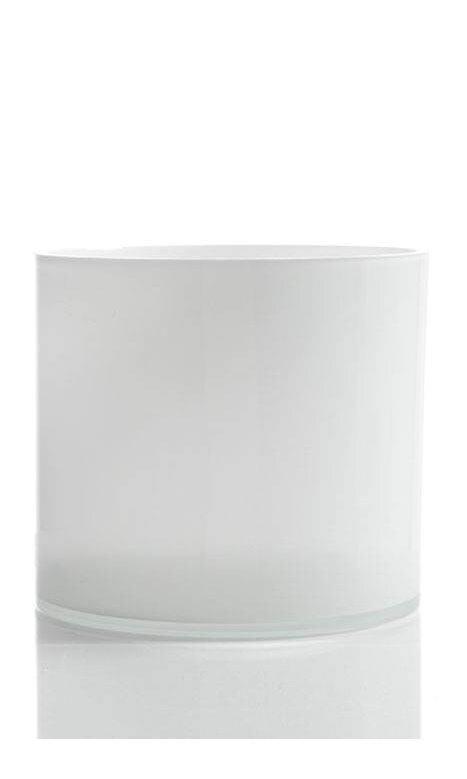 Set of Four 4" X 4" White Glass Cylinder Vases