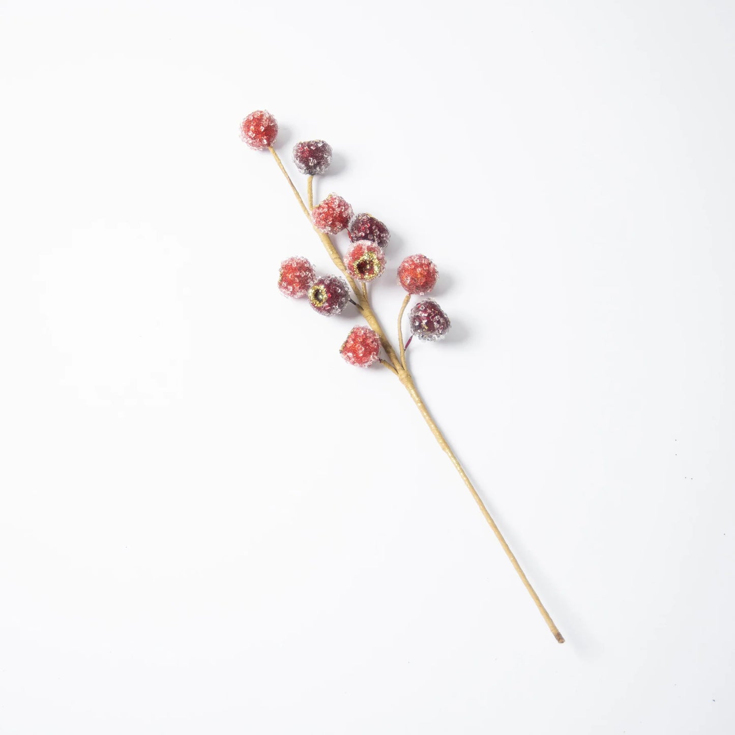 Red & Burgundy Sugar Berry Iced Seed Pod Faux Christmas Holiday Stem - 20"