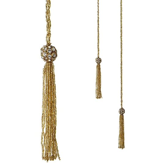 Evergreen & Gold 3' Gold Beaded Garland With Tassels
