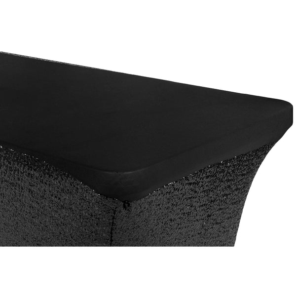 Glitz Sequin Spandex Table Cover 6 FT Rectangular - Black