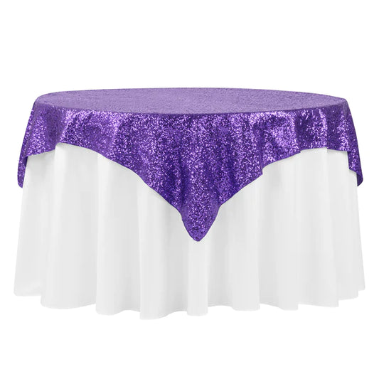 Glitz Sequin Tablecloth Overlay Topper 54"x54" Square - Purple
