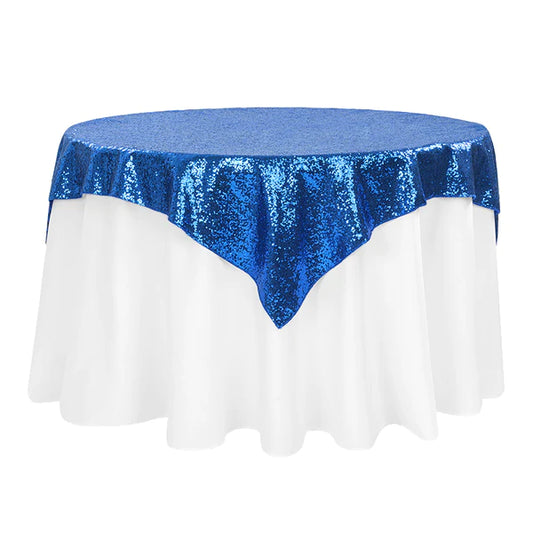 Glitz Sequin Tablecloth Overlay Topper 54"x54" Square - Royal Blue