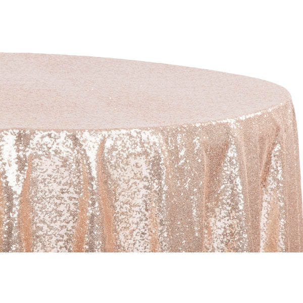 Glitz Sequins 120" Round Tablecloth - Blush/Rose Gold