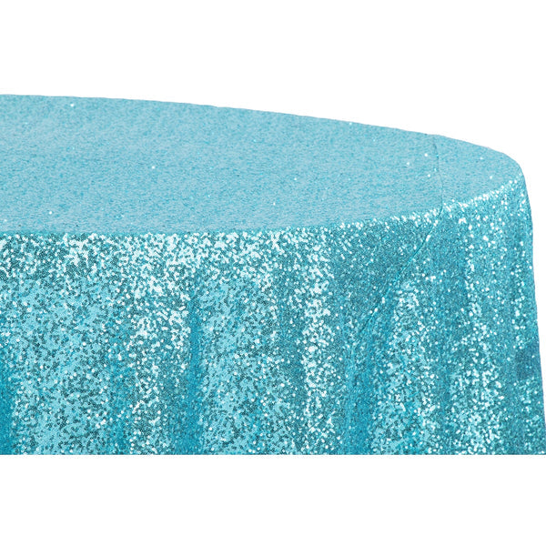 Glitz Sequins 120" Round Tablecloth - Turquoise
