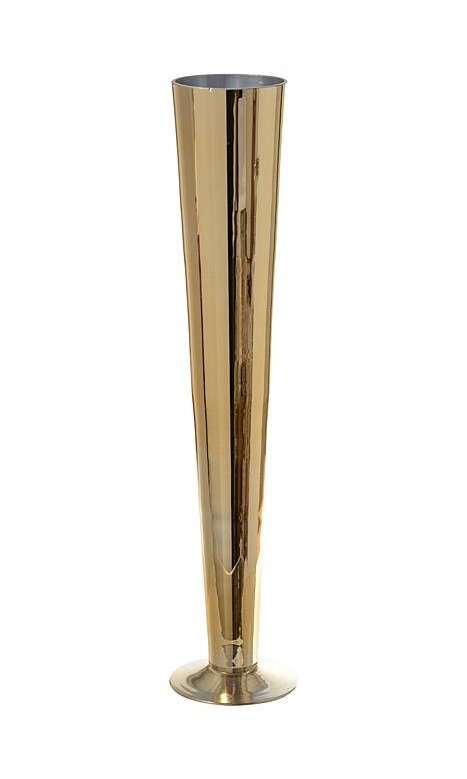 Set of Four 24" Gold Glass Trumpet Vases