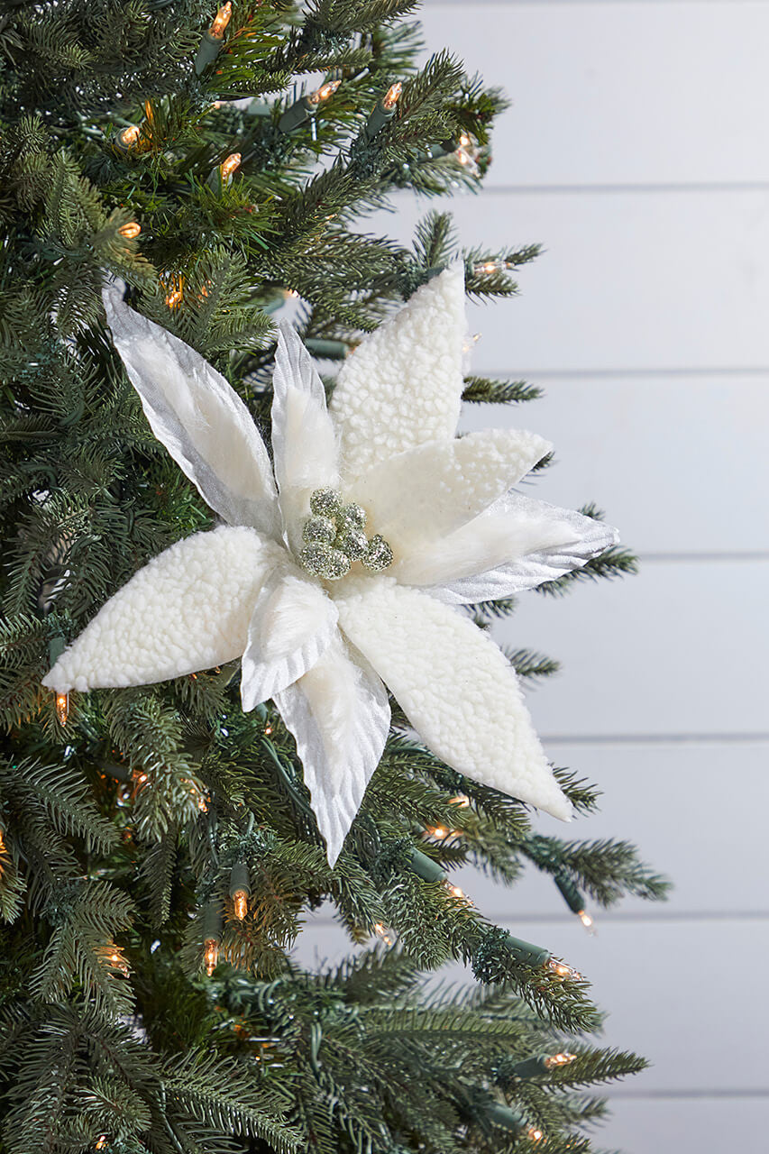 24” Woolly/Fur Poinsettia Stem