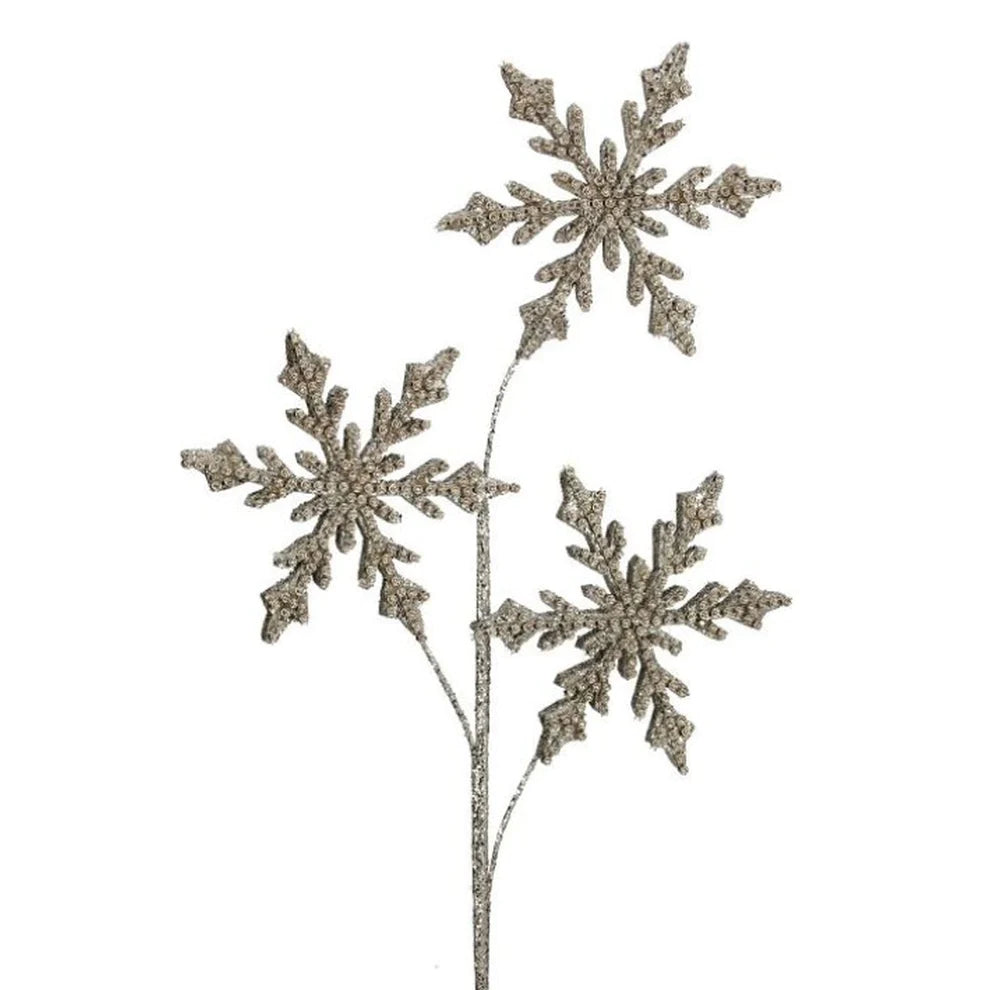 Jewel Beaded Snowflake Spray Platinum