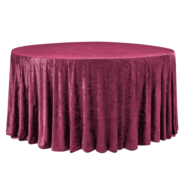 Velvet 120" Round Tablecloth - Burgundy