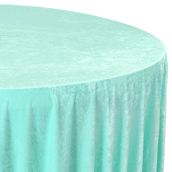 Velvet 120" Round Tablecloth - Light Turquoise