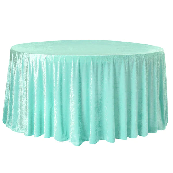 Velvet 120" Round Tablecloth - Light Turquoise