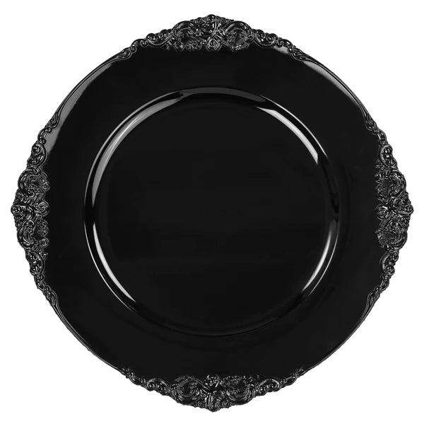 Vintage Round Charger Plate - Black