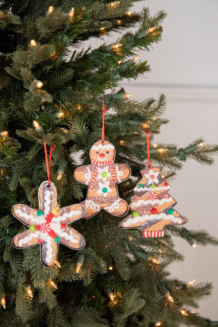 Set Of Three 5” Clay Dough Holiday Gingerbread Ornament