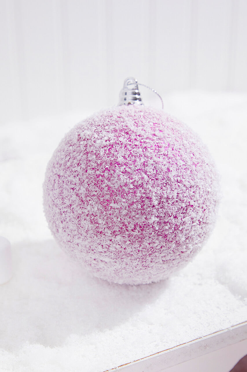 4" Frosted Pink Ball Ornament