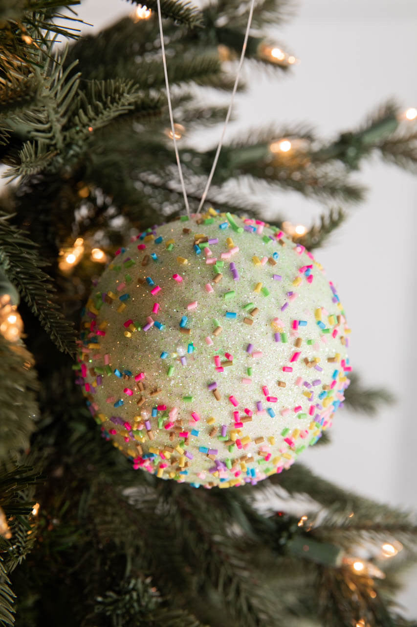 4” Green Sprinkles Ball Ornament