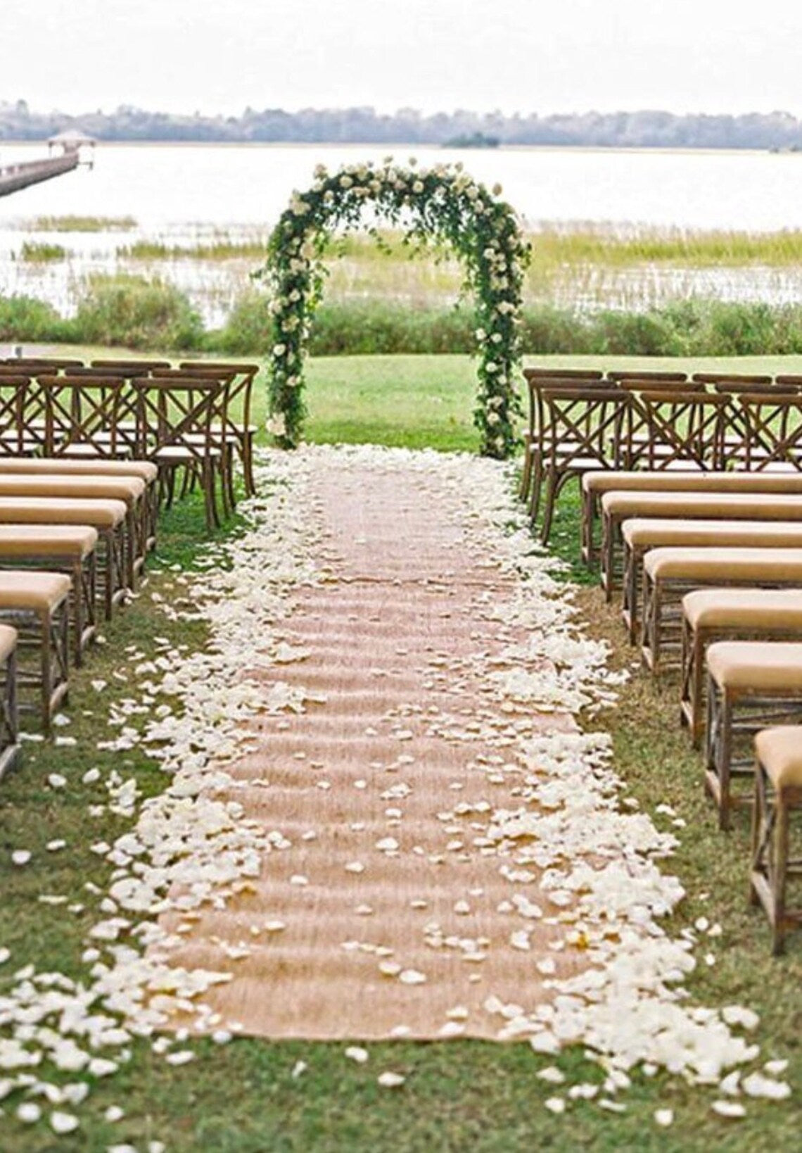 30FT Lace Burlap Aisle Runner