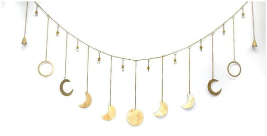 53" Metal Gold Lunar Phases Garland, Moon Garland, Space Garland, Out of Space Garland, Astronomy, Farm House, Mantle Fireplace, Moon Decor