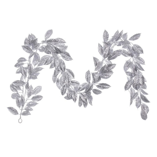 Artificial Gardenia Glitter Garland Silver