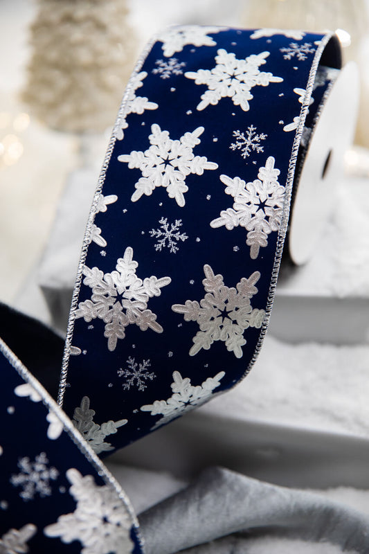 4” x 10 Yard Snowflake OnVelvet Ribbon