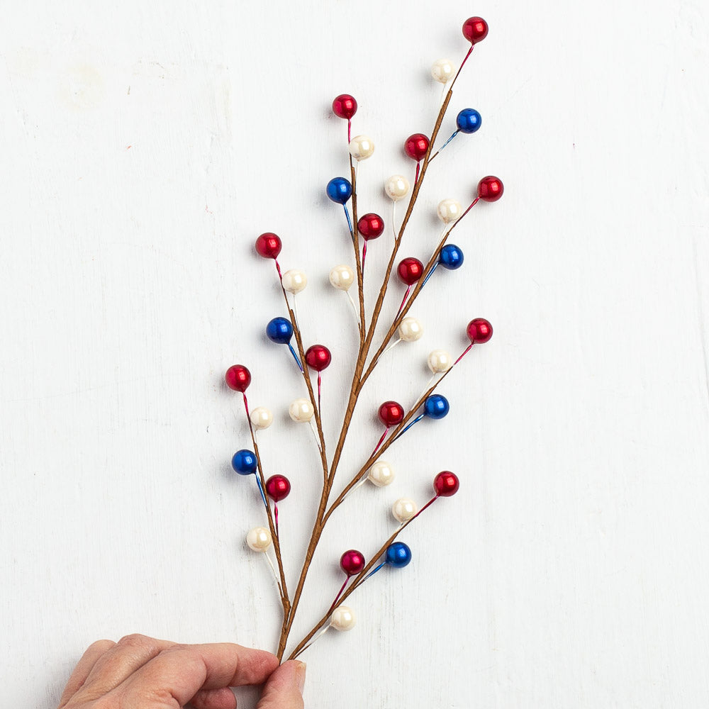 Patriotic Pearl Berry Sprays (Package of 12 pieces)