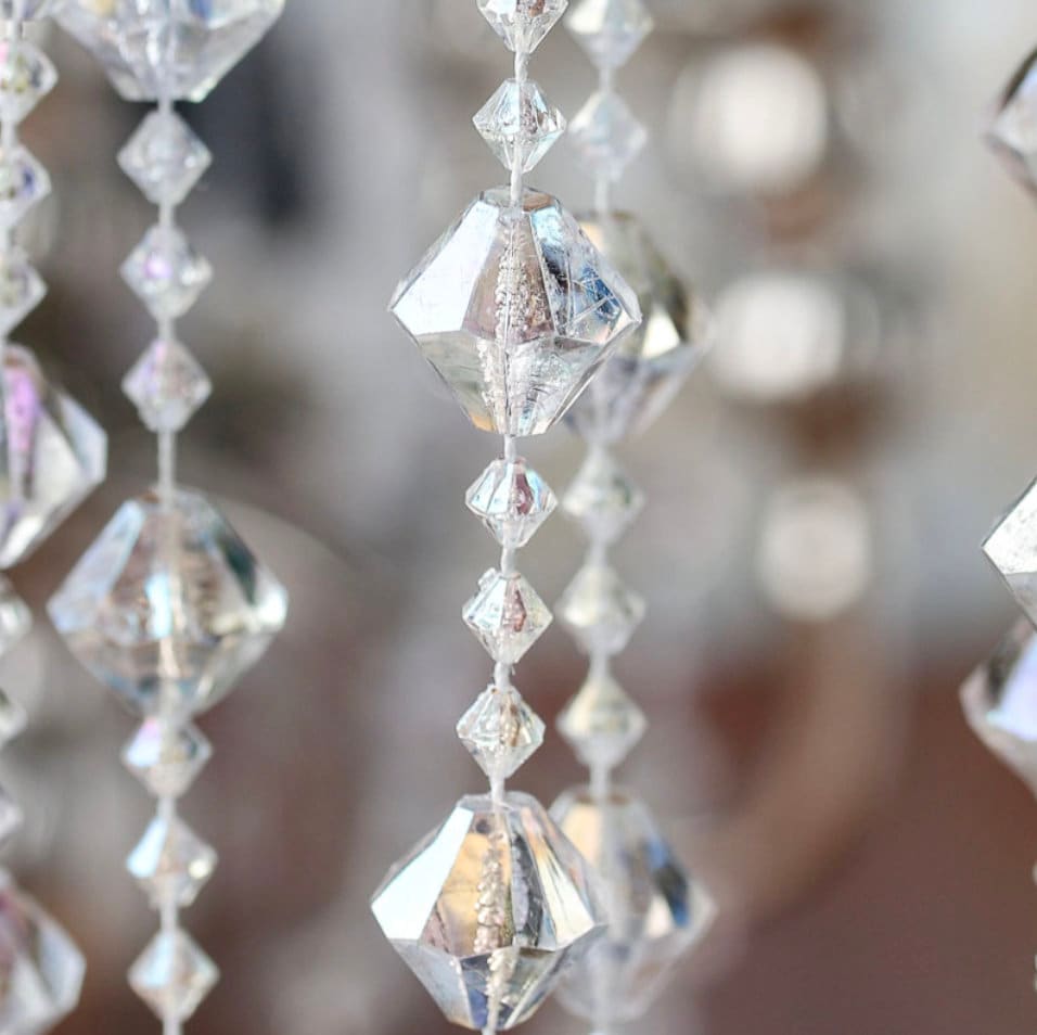 27 FT. Acrylic Crystal Garland Christmas Tree Decorations Sparkly String Sparkly Crystal Decor Balls Wholesale Blue Gatsby Glam Glitz Beads