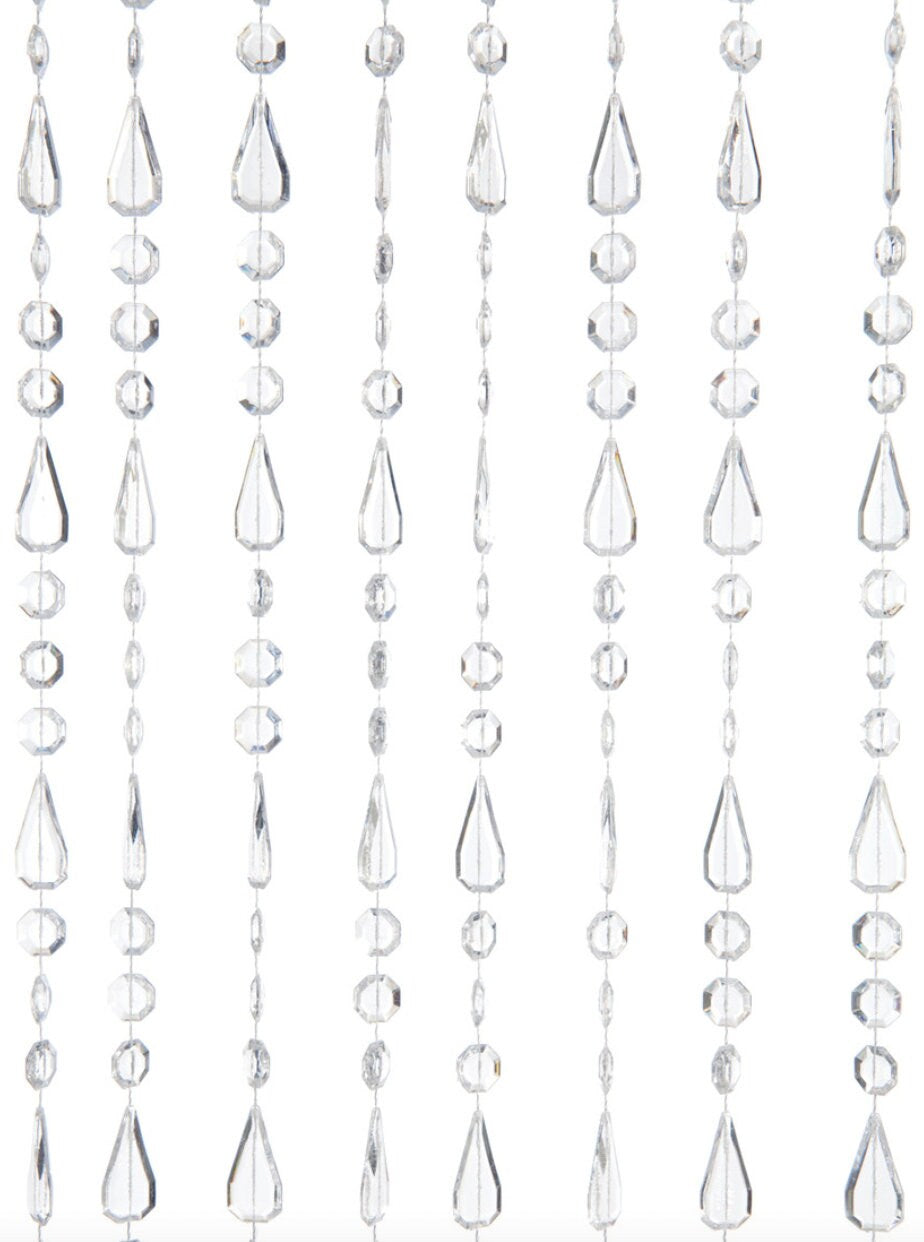 6 FT Crystal Curtain Clear Beaded Diamond Sparkly Hanging Crystals Backdrop Draping Wedding Event Reception Outdoor Decoration Bendable