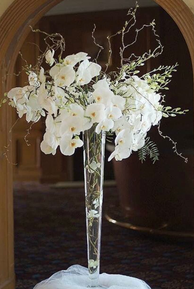 4 PACK 32" Tall Glass Vases Clear Flared Trumpet Wedding Reception Centerpieces Floral Arrangements Table Decorations Long Large Vase Flower