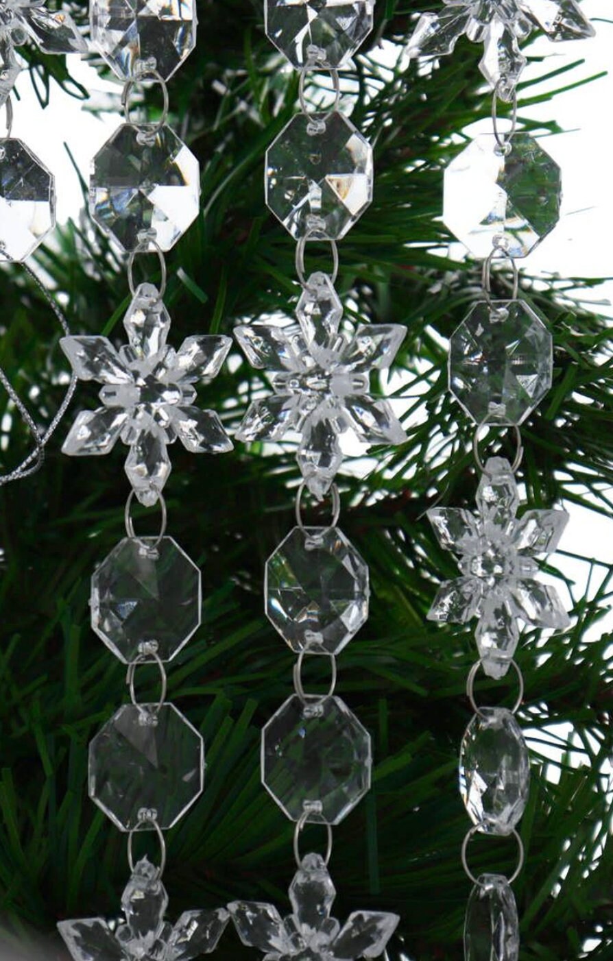 6 FT. Snowflake Crystal Garland Acrylic Christmas Tree Decorations Sparkly String Sparkly Crystal Decor Wholesale Gatsby Glam Glitz Beads