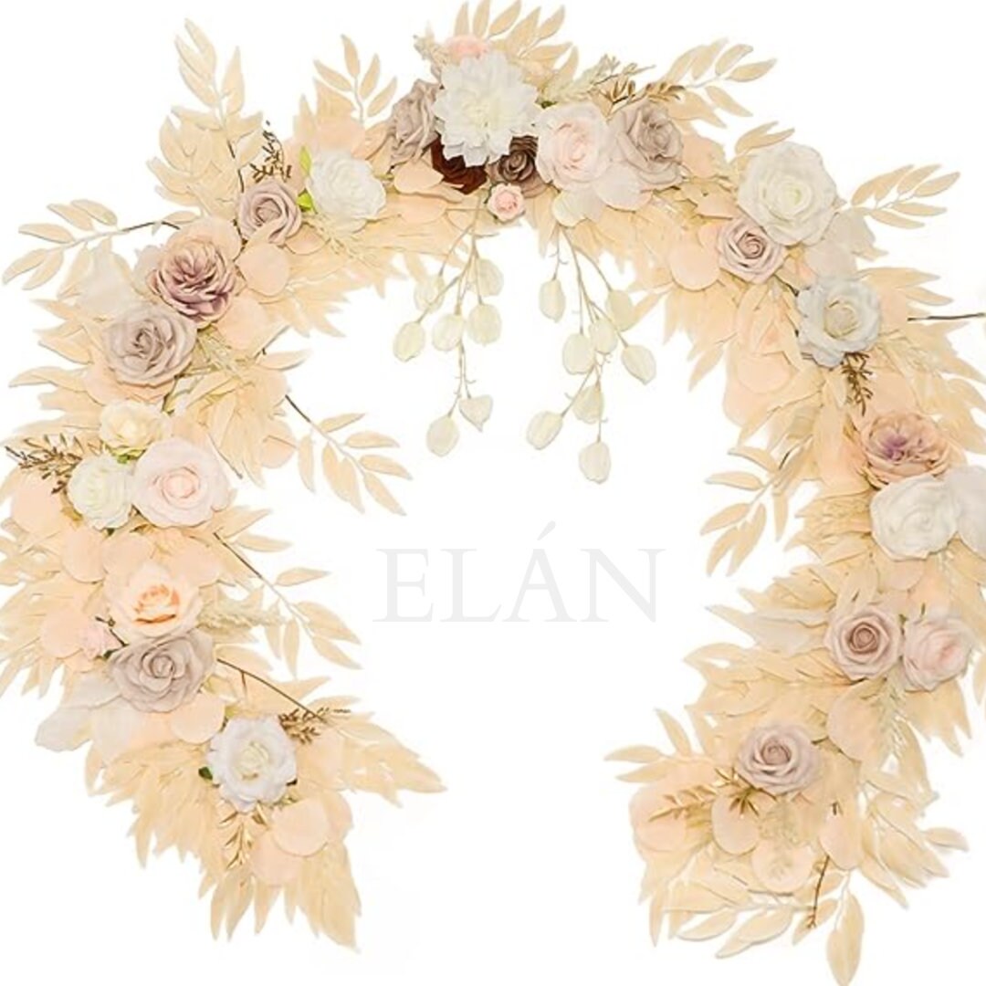 6 FT. Beige Floral Eucalyptus Garland Floral Table Runner Rehearsal Dinner Bridal Shower Beige Ivory Cream Artificial Flower Garlands Sale