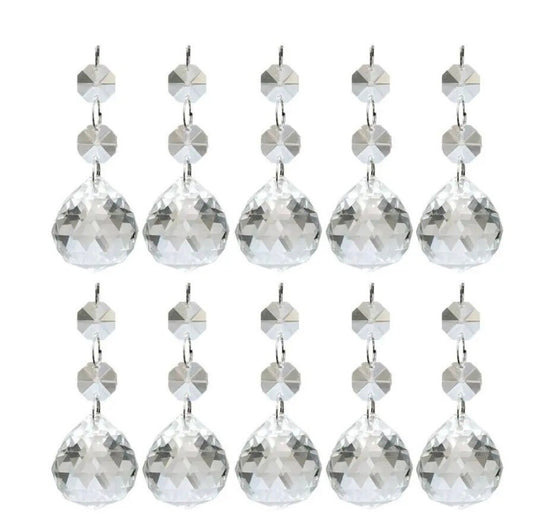 10 PCS Glass Prisms 20MM Round Crystal Ball Hanging Pendant Suncatcher Christmas Tree Decorations Sparkly Wedding Glass Crystal Beads 1