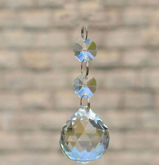 10 PCS Glass Prisms 20MM Round Crystal Ball Hanging Pendant Suncatcher Christmas Tree Decorations Sparkly Wedding Glass Crystal Beads 1