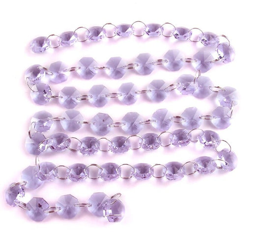 3 FT. Lilac Glass Crystal Garlands, Christmas Decor, Lavender Wholesale Crystals, Light Purple Glass Bead Garland, 14mm Crystals on Rings