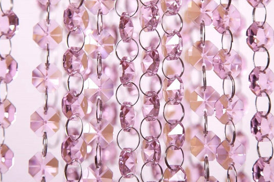 3 FT. Pink Glass Crystal Garlands, Christmas Tree Decorations, Sparkly Decor, Wholesale Crystals, Glass Bead Garland, 14mm Crystals on Rings