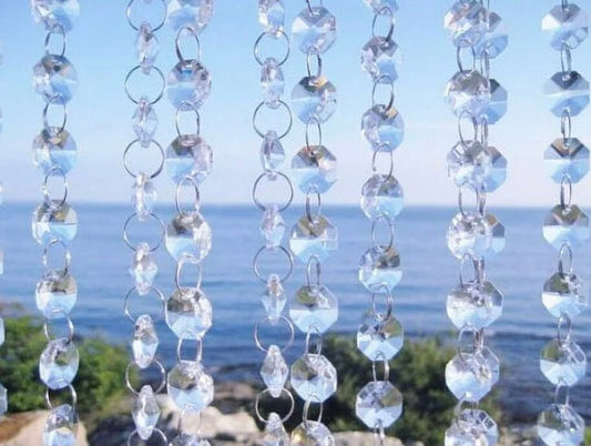 3 FT. Clear Glass Crystal Garlands, Christmas Tree Decorations, High Quality Wholesale Crystals, Glass Bead Garland, 14mm Crystals on Rings