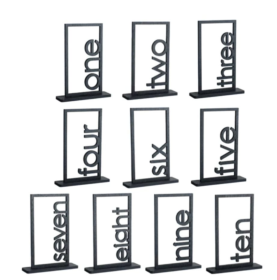 Black Wooden Table Frames Freestanding Table Sign Holders, Wood Number Display Stands, Wedding Frames, Event Table Numbers, Modern Table