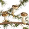 Ivory And Gold Glass Mushroom Clip Ornaments 6 Pack