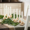 Natural Wood Beaded Taper Candle Holder