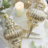 Set of 2 - 10" Mercury Ridged Finial Ornament