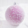 4" Frosted Pink Ball Ornament - Image 2
