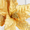 Set of Two Gold Sparkly Velvet Poinsettia Stem Picks - Image 3