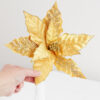 Set of Two Gold Sparkly Velvet Poinsettia Stem Picks - Image 2