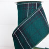 4" x 5 Yard Hunter Green Plaid Checks Tafetta Ribbon - Image 3