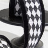 4" x 10 Yard Black and White Harlequin Wired Ribbon - Image 2