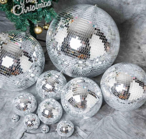 16" Rotating Mirror Disco Ball Spinning Hanging Glass Mirrored Large Disco Decorations Party Groovy 70s Theme Retro Dance Christmas Motor