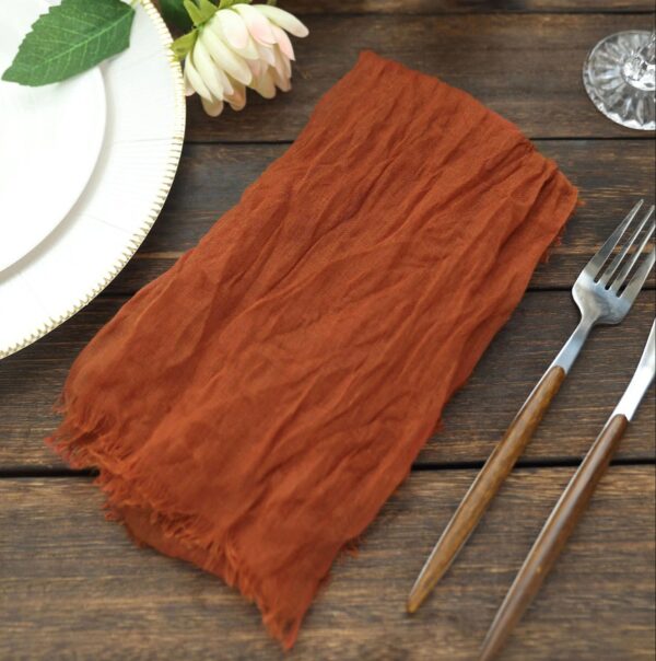 10 Terracotta Napkins Gauze Cheesecloth Burnt Sienna Wedding Napkins Reception Sale Tablescape Table Wholesale Dark Orange Fall Autumn