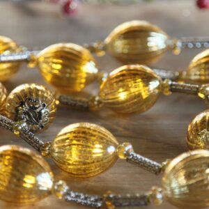 6.5 FT. Gold Battery Operated Mercury Glass Twinkling LED Light Strand Champagne Garland Christmas Tree Decorations Ornament Speckled