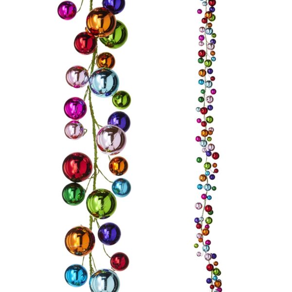 4 FT. Multi Color Ball Garland Christmas Tree Decorations Ornament String Garlands Party Fun Balls Wholesale Whimsical Colorful Rainbow Sale