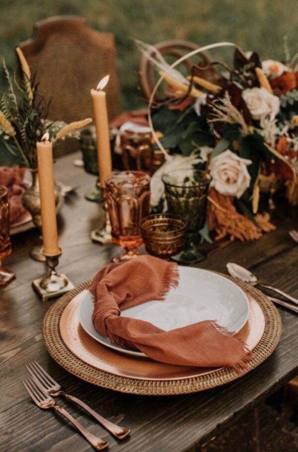 10 Terracotta Napkins Gauze Cheesecloth Burnt Sienna Wedding Napkins Reception Sale Tablescape Table Wholesale Dark Orange Fall Autumn