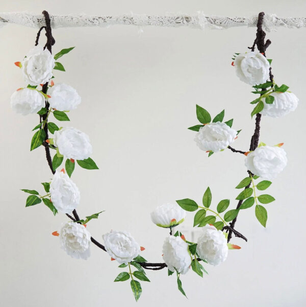 6 FT. Peony Flower Garland Vine Spring Decor Easter Floral Arrangements Wedding Ceremony Outdoor Hanging Flowers Pink Red White Ivory