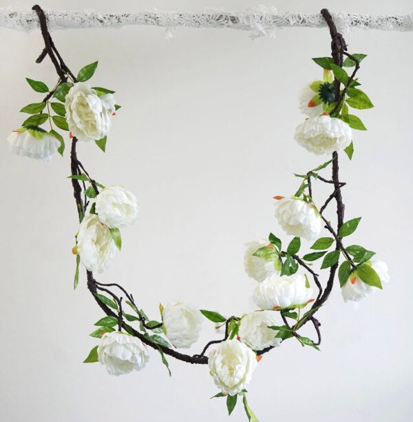 6 FT. Cream Peony Garland Vine Spring Decor Easter Floral Arrangements Wedding Ceremony Outdoor Hanging Flowers Ivory Faux Rose Gold Sale