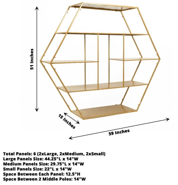 4 FT. Extra Large Gold Metal Tiered Dessert Shelf Display Rack Cake Stand Cupcake Holder Snack Sandwich Appetizer Party Decoration Geometric